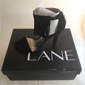 Black Lane Bryant Fringe Heels size 8